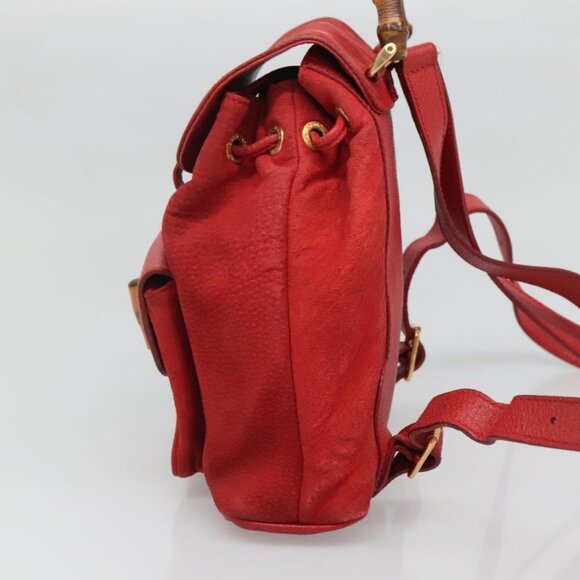 GUCCI Bamboo Backpack Suede Leather Red Gold main image 7